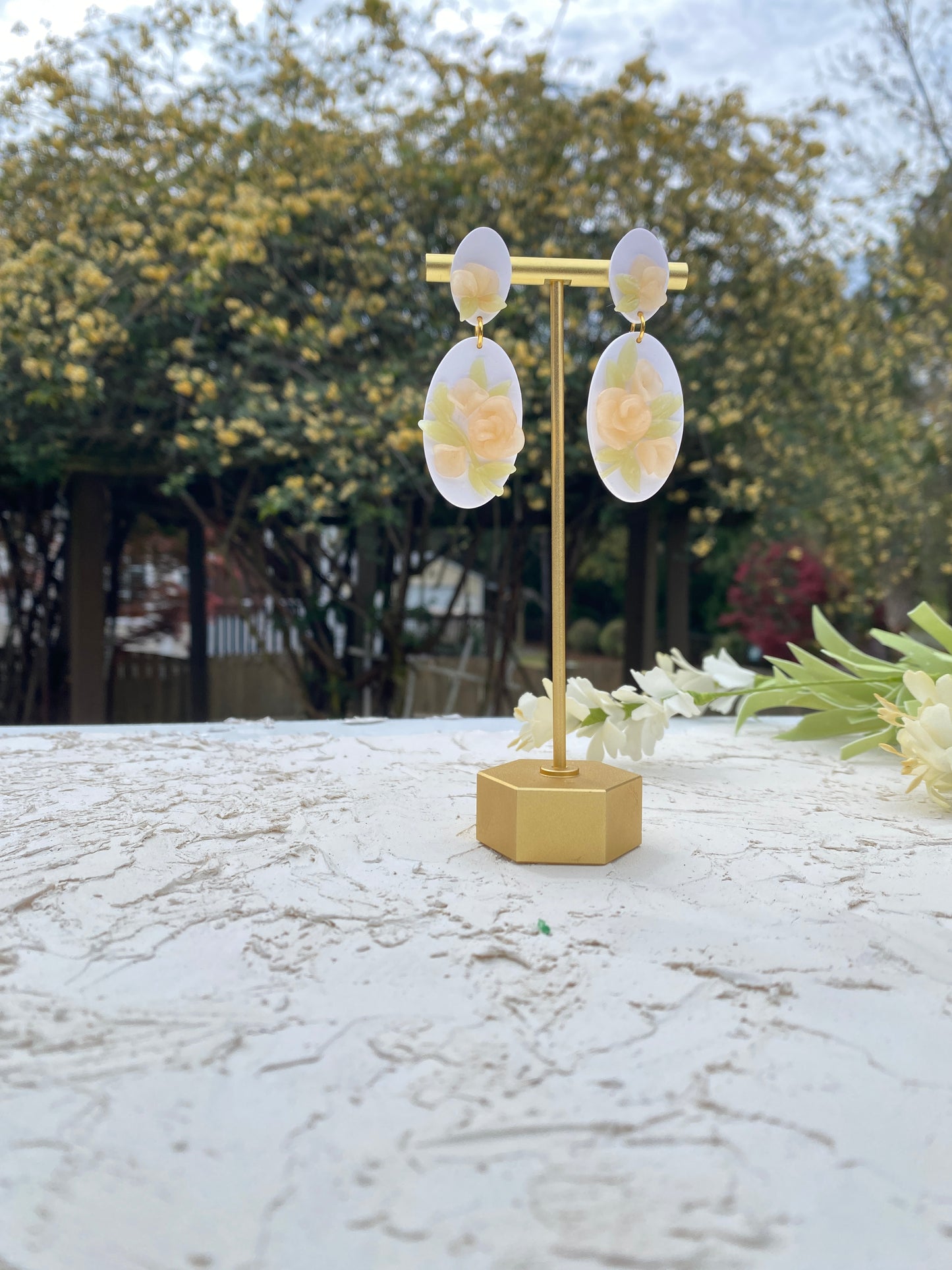 White and translucent florals