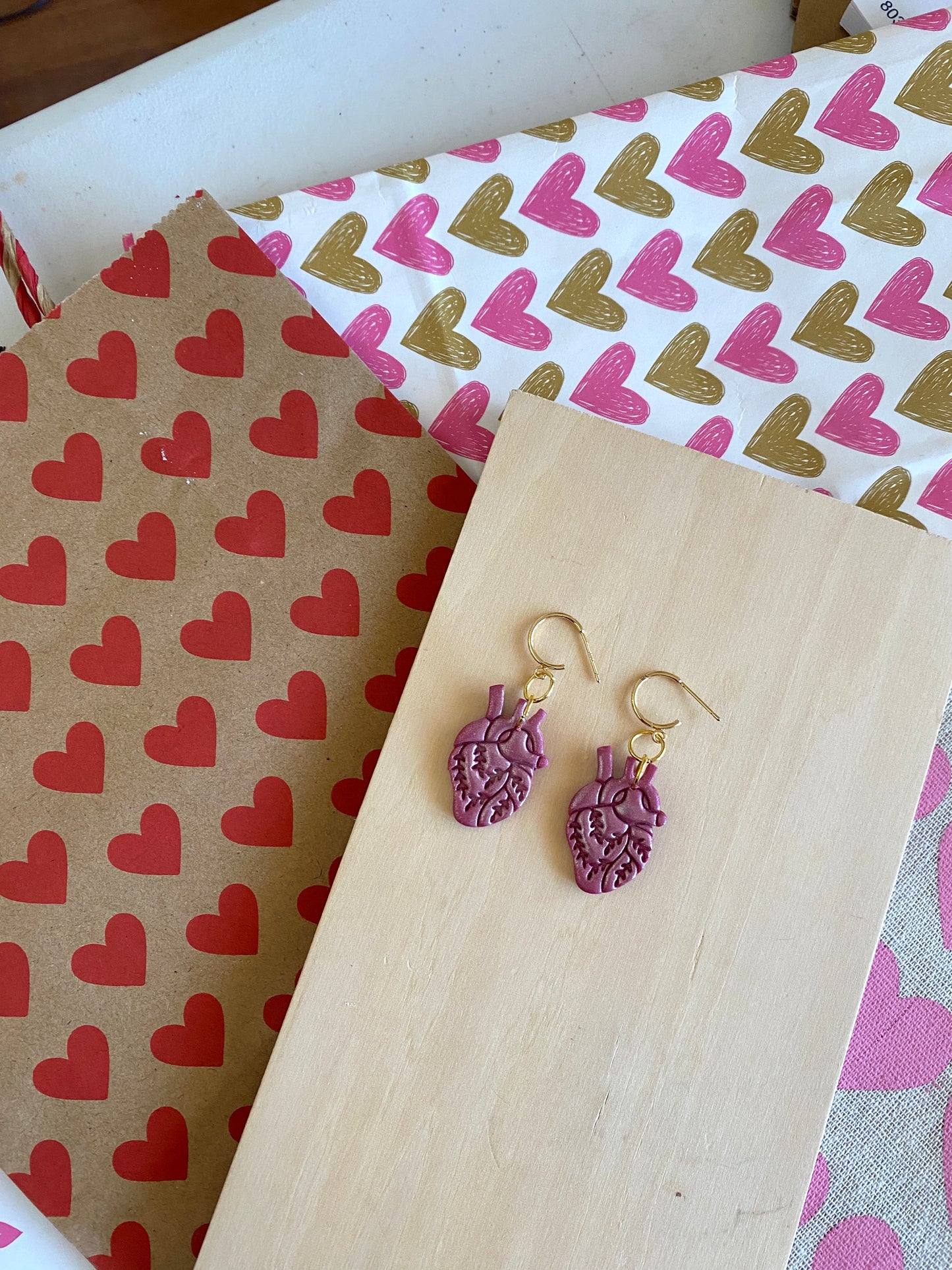 Shimmer burgundy anatomical heart