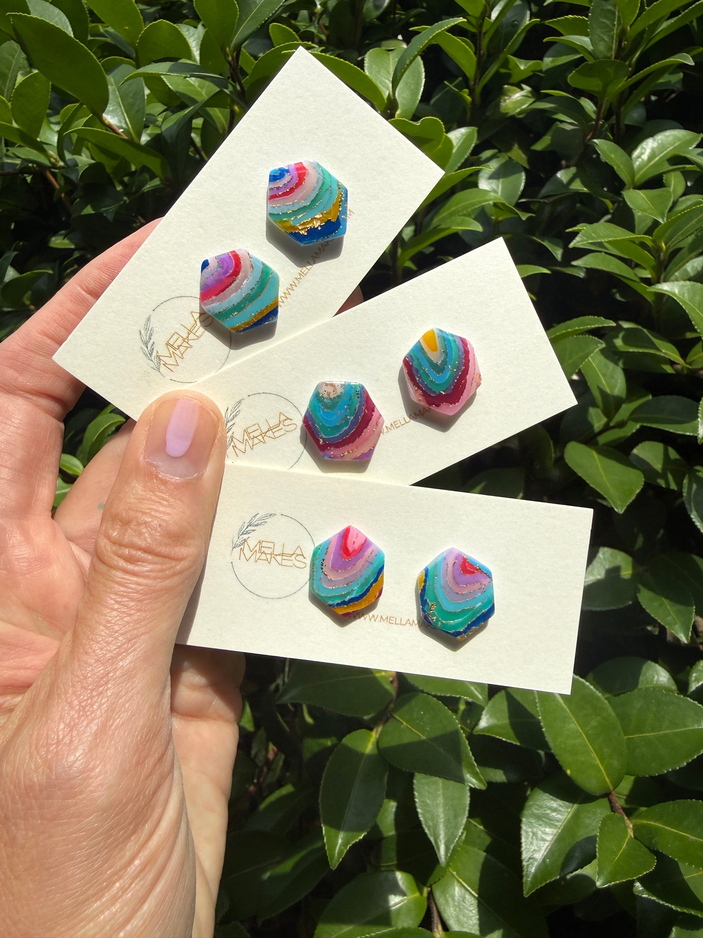 Rainbow geode studs