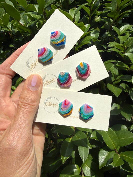 Rainbow geode studs