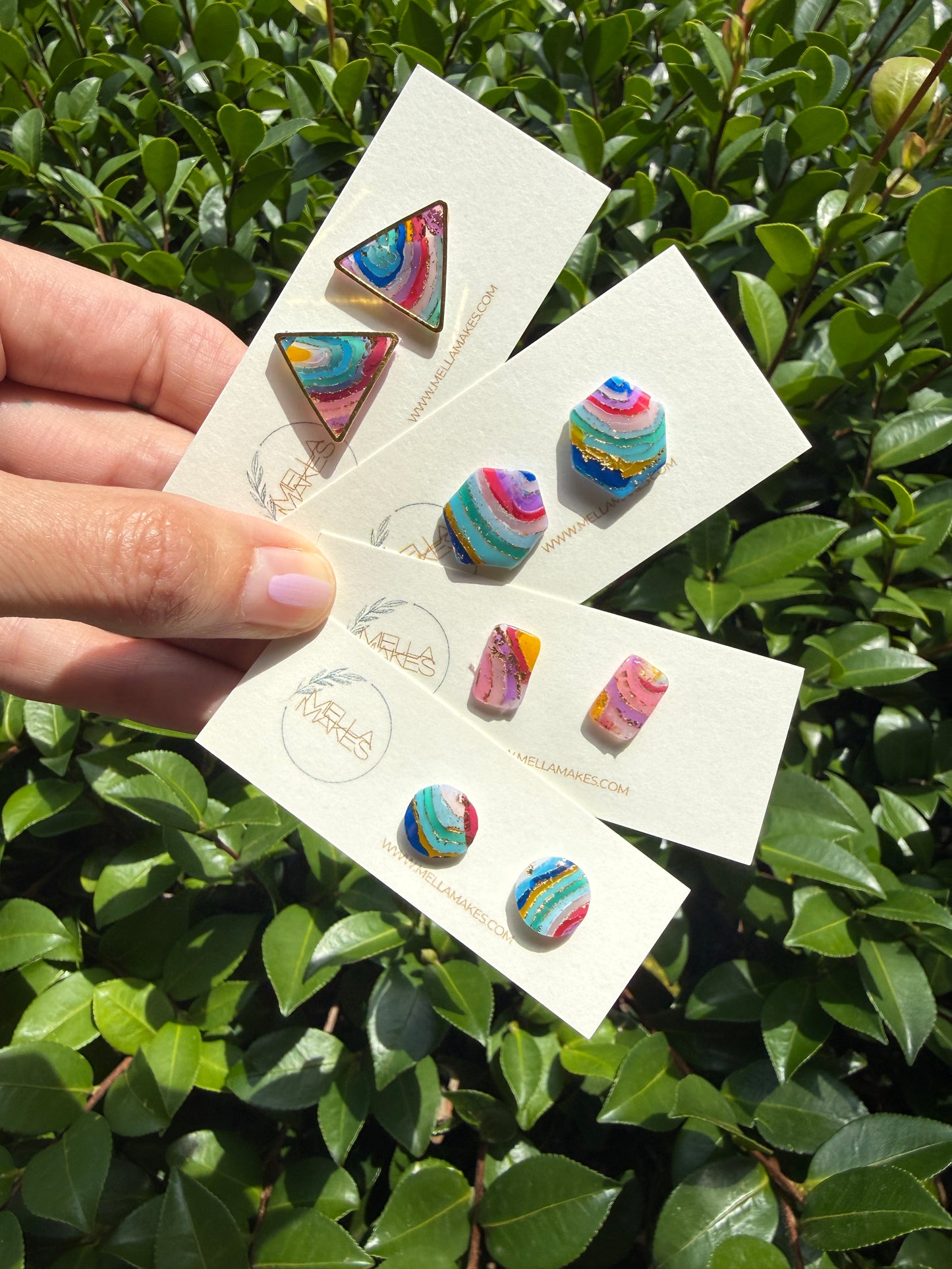 Rainbow geode studs