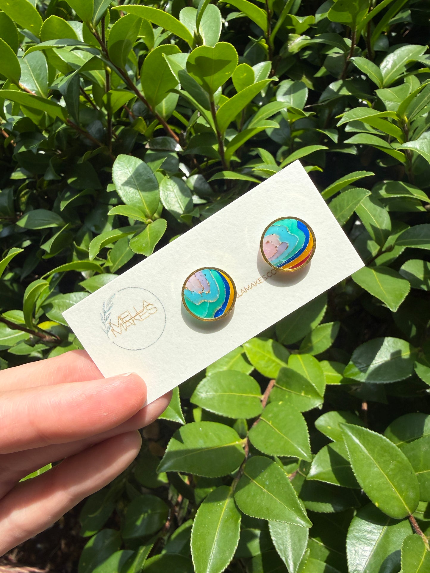 Rainbow geode studs