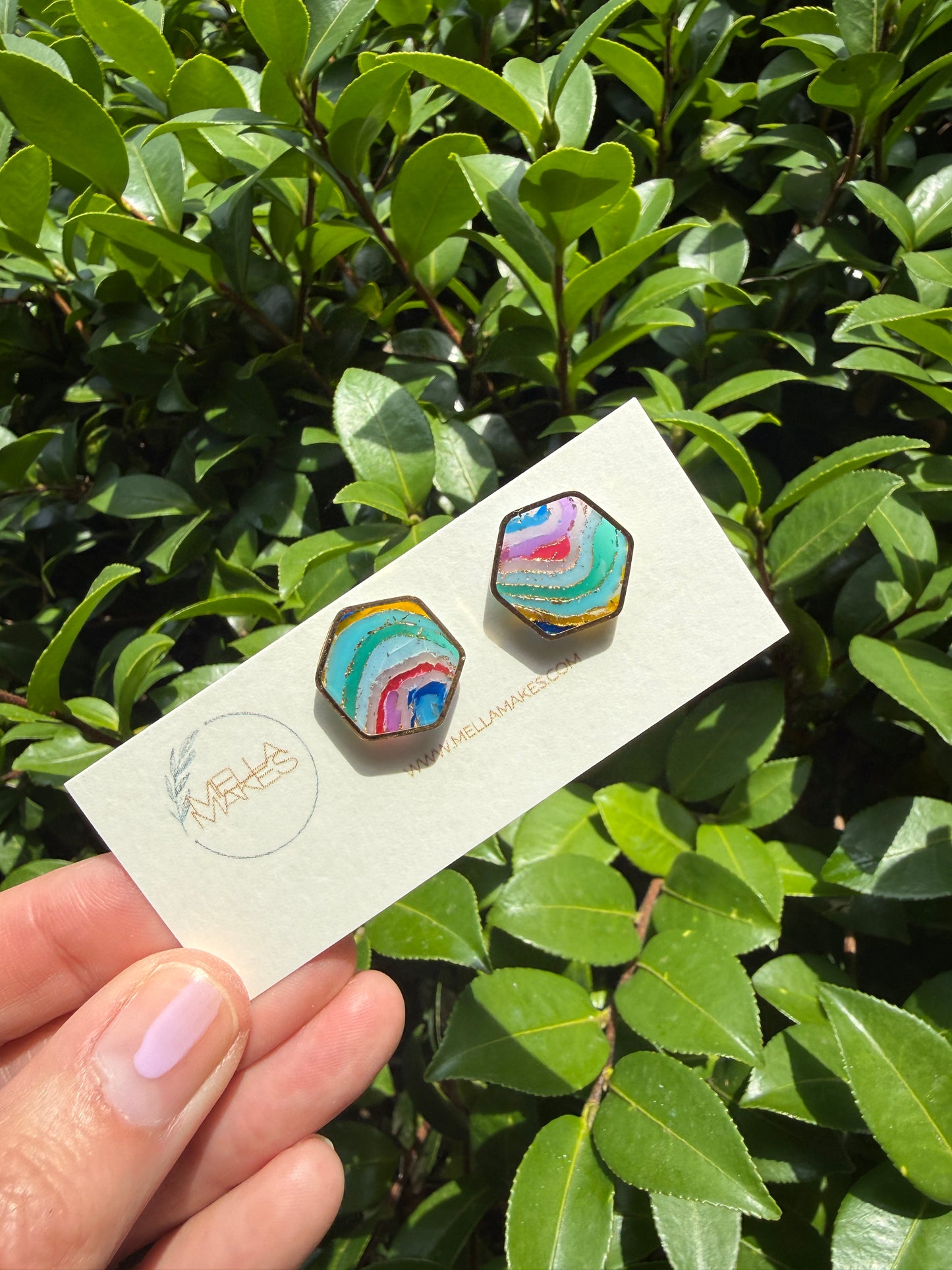 Rainbow geode studs