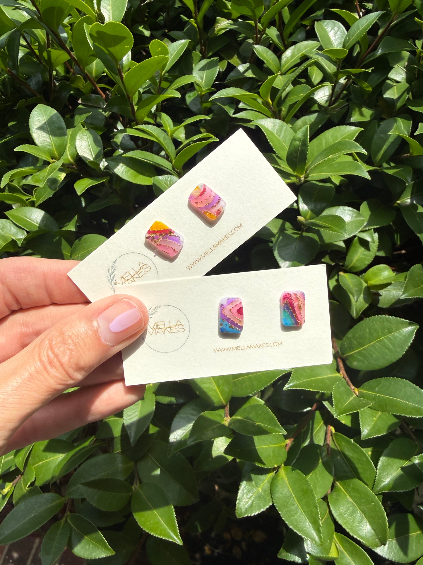 Rainbow geode studs