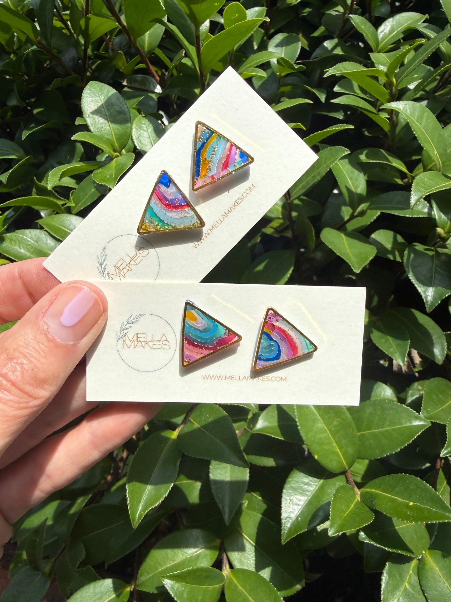 Rainbow geode studs